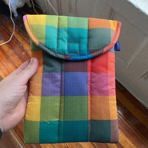 Baggu Puffy iPad Mini / eReader / Tablet Sleeve -- Rainbow Madras Check